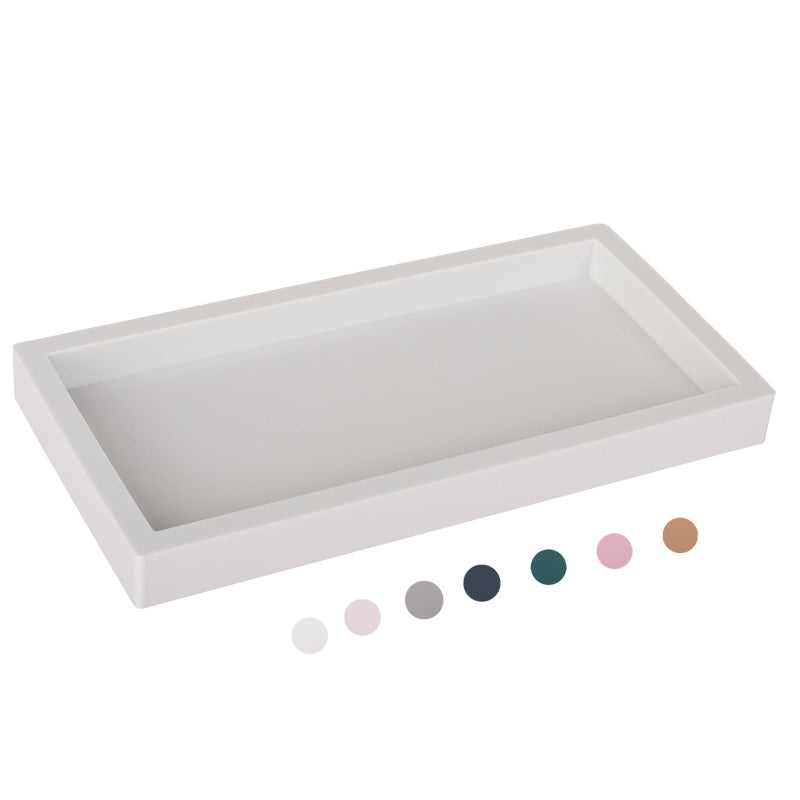 Heagoale Bathroom Tray, Small Vanity Tray Silicone Soap Dish Sponge Holder Kitchen Sink Organizer Bathroom Accessories for Countertop, Toilet, Shower - Greyish White - Image 1